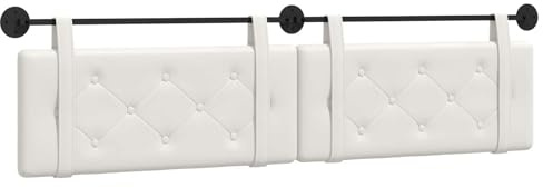 vidaXL Hängendes Kopfteil Weiß Kunstleder, Elegantes modernes Kopfteil, rechteckiges Design, Wandmontage, gepolsterte Rückenlehne, minimalistisches Schlafzimmerdekor