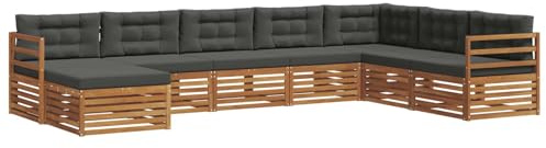 vidaXL Sofagarnituren 8 pcs Natur und Anthrazit Massivholz Akazie, Garten Lounge, modernes Outdoor Sofa, strapazierfähiges sectional, Terrassenmöbel für Bequeme Sitzgelegenheiten