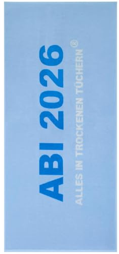 Egeria ABI 2026 Duschtuch Light Blue gewebt 75 x 180 cm, Abitur Strandtuch aus 100% Baumwolle, saugfähig & weich, Geschenk für Abiturienten, „Alles in trockenen Tüchern“