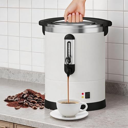 Aptliton Commercial Double Wall Coffee Urn, 120 Cup Stainless Steel Electric Percolator, Quick Brew Beverage Dispenser with Drip-Free Spigot, Easy Clean for Catering & Buffets