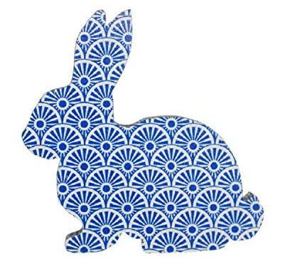 Miniblings Hase Brosche Ostern Kaninchen Osterhase Holz dunkelblau - Handmade Modeschmuck I Anstecknadel Button Pins