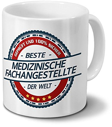 printplanet Tasse mit Beruf Medizinische Fachangestellte - Motiv Berufe - Kaffeebecher, Mug, Becher, Kaffeetasse - Farbe Weiß
