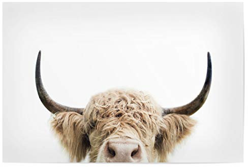 artboxONE Poster 30x20 cm Natur Peeking Cow hochwertiger Design Kunstdruck - Bild Kuh Bauernhof Tier Art braune Kuh