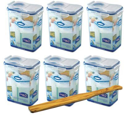 Lock&Lock Schüttboxen-Set 6-TLG (6X HPL813F je 1,8L) & SeleXions Multifunktion Olivenholz Spachtel
