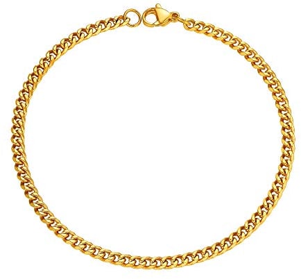 PROSTEEL Herren Armband 18k vergoldet 21cm/8,3 in. Panzerkette Armband 3,5mm breit kubanische Gliederarmband Hip Hop Bracelet Modeschmuck Accessoire für Männer Frauen