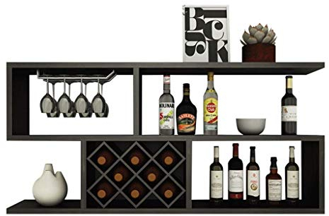 Porta Bottiglie da Vino Portabottiglie per Vino Legno parete cremagliera del vino, bottiglie di vino e Calici Bicchieri, bagagli for la cucina, sala da pranzo, Bar, Wine Cellar Scaffale per Vino Porta