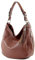modamoda de T200 Damen Leder Schultertasche Henkeltasche handmade in Italy, Farbe:Schokobraun
