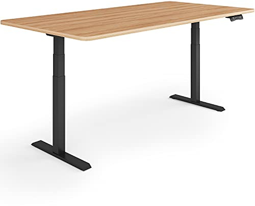 ESMART EZX-132BM elektrischer Steh-Sitz-Schreibtisch | 160 × 80 cm, Ahorn-Dekor, Höhe 60,5–125,5 cm, Aktivitätserinnerung, schnelle Montage, stufenlos höhenverstellbar