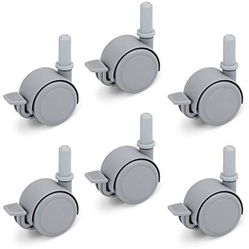 FabiMax Parkettrollensatz (6 Stück) mit Bremse für Kindermöbel, grau