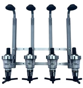 Chabrias Ltd Traditional Chrome 35ml 4 Bottle Optics For Spirits UK Made, Bar Optics, Measure, Optics For Home Bar, Wall Bracket, Drinks Measures For Spirits, Spirit Dispenser, Outdoor Bar, Garden Bar