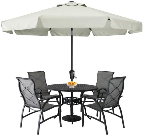 ABCCANOPY 270cm Sonnenschirm im Freien Wasserabweisende Bespannung -Gartenschirm Marktschirm,Hellbeige