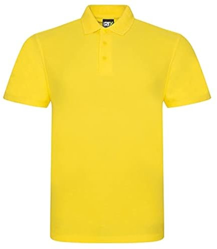 Mens Classic Polo Shirt Short Sleeve Plain Tee Top Casual Work Sports Tough for Gardening and Building Workwear Great Christmas Birthday Gift for Any Builder, Electrician (Yellow, 6XL)