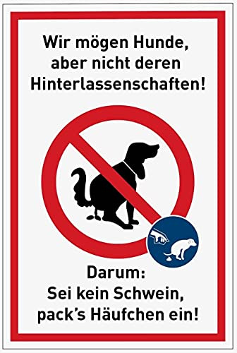 Aufkleber Hinweis Hundekot mitnehmen Schild Folie rot/weiß | Größe wählbar Made in Germany, Größe: 30x45 cm