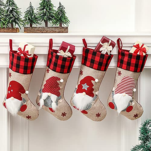 Weihnachtsstrumpf,Nikolausstrumpf,Nikolausstiefel zum Befüllen,Großer Weihnachtsstrumpf als Weihnachtsgeschenktasche Bonbontüte,Weihnachtsdeko zum Aufhängen für Wand,Kamin,Treppe,Weihnachtsbaum