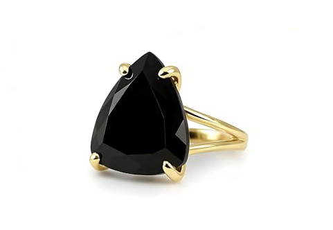 Schwarzer Onyx Gold Ring - 4-Prong Onyx Ring mit Gravur Erhältlich und Kostenlose Geschenkbox - Handgefertigt