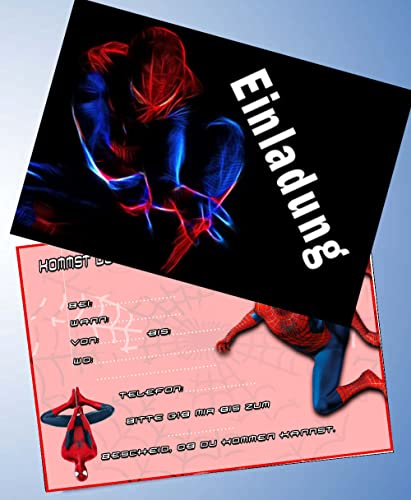 000 10 Einladungskarten für Geburtstag Partys und Kindergeburtstag kompatibel mit Spiderman Nr. 4