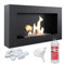 KRATKI Golf Flat Chimenea Interior de bioetanol + Guijarros + Embudo + Biocombustible 1L Biocontenedor de Pared 0,4 l Acero Pintado en Polvo Certificado TÜV 37 x 64 cm