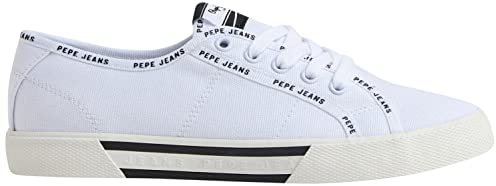 Pepe Jeans Damen Brady Rib W Sneaker, weiß, 41 EU