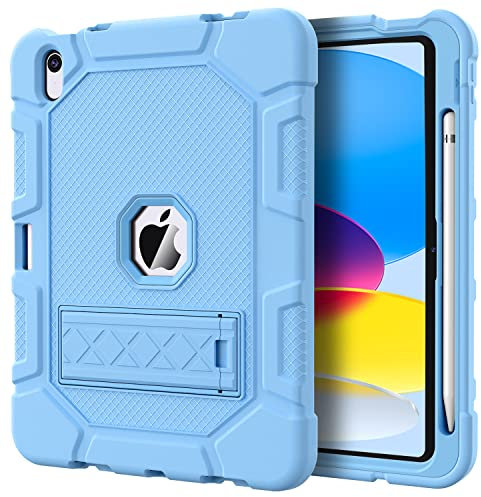 Azzsy Custodia per iPad (A16) 11a generazione 11 pollici 2025 / iPad 10a generazione 10,9 pollici 2022, [portapenne integrato] custodia protettiva robusta antiurto resistente, blu cielo