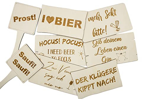 Fotobox Accessoires Schilder Set Trinken - 8Stk Holzschilder Requisiten Hochzeit Geburtstag Party Event Wedding Props Zubehör Photo Booth Party Zubehör
