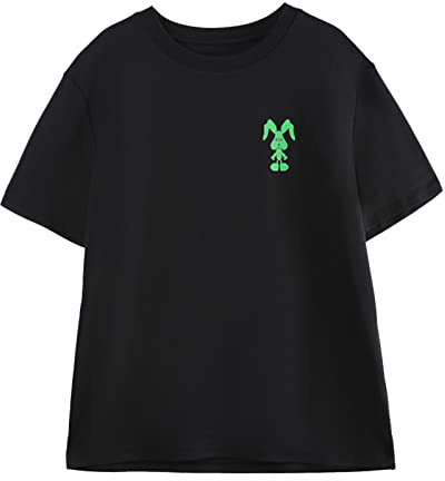 Kurzärmeliges T-Shirt für Damen, lockere Passform, Rundhalsausschnitt, Kaninchen-Druck, T-Shirt, schulterfrei, Baumwoll-T-Shirt