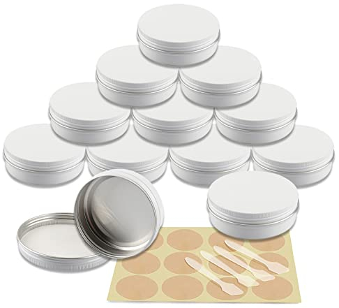 YANCAER 10 Pièces Pots en Aluminium Blanc de 100ml avec Couvercle - D83mm x H28mm Vide Ronde Cosmétiques Pot Conteneurs de Voyage pour Maquillage, Crème, Baume à Lèvres, Mini Bougies