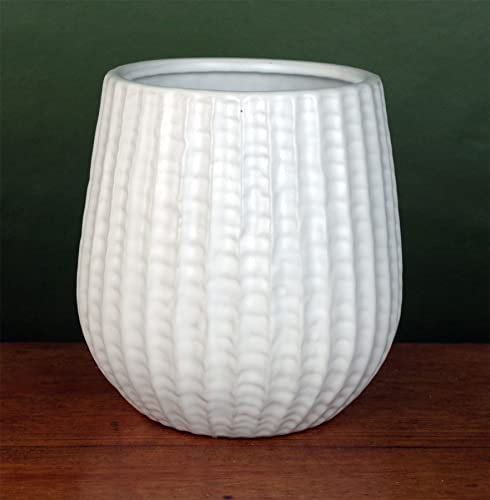 Leaf Pot de Fleurs d'intérieur en céramique Blanche, 16 cm