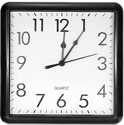 PATIKIL 9x9 Wand Uhr Quartz Batterie Betrieben Dekorativ Schwarz