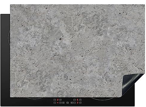 KitchenYeah© Coperchio Piano Cottura 75x52 cm Cucina Copri Fornelli Tappetino Induzione Antiscivolo Piastra Protezione Calcestruzzo - Ardesia - Grigio - Struttura in calcestruzzo