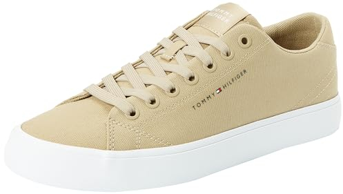 Tommy Hilfiger Herren Vulcanized Sneaker Th Hi Vulc Low Canvas Schuhe, Beige (Beige), 44