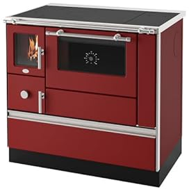 Generico Penelope 90 Bordeaux - Edelstahl, Emaillierter Stahl - Freistehend - Holz - Küchenherd