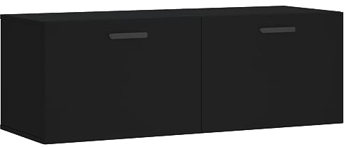 vidaXL Wandschrank, Hängeschrank mit viel Stauraum, Wandmontage Badschrank Medizinschrank, Aufbewahrungsschrank für Wohnzimmer, Schwarz Holzwerkstoff