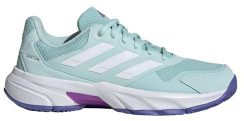 adidas Damen Courtjam Control 3 Tennis Shoes Tennisschuhe, semi Flash Aqua/Cloud White/Cobalt Blue, 36 EU