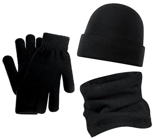 Handschuhe Schal Mütze Set Mütze Schal Handschuhe Set für Damen Winter Mütze Schal und Handschuhe Set für Männer und Frauen Halswärmer Screen-Touch Texting Handschuhe Samuliy