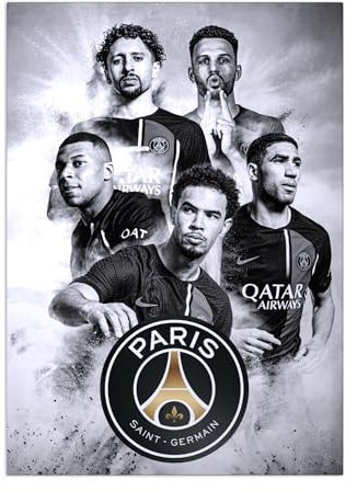 Displate - Poster aus Metal - Wall Art - Paris Saint-Germain - PSG Team Noir - Zaire-Emery squad noir - Size M - 32x45cm Matt