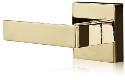 XFORT Quad Passage Knob Set Polished Brass, Door Knob for Internal Wooden Doors, Complete Set with Tubular Latch