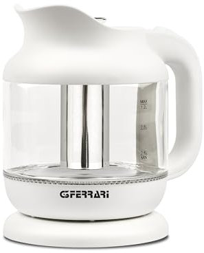 G3 Ferrari G1019301  Idilio, Bollitore e Tisaniera, 1,2 Litri, Filtro INOX, Caraffa in Vetro, Bianco