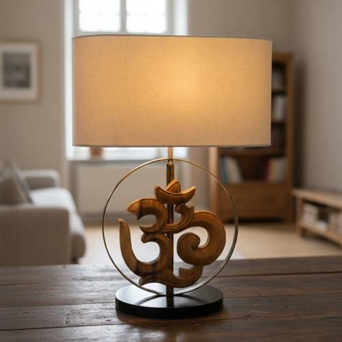 GURU SHOP Tischlampe aus Liana Wood, handgemacht, oval, Modell Mika | Einzigartiges Lichtobjekt, stilvolle Wohnkultur, natürliche Materialien, individuelle Gestaltung