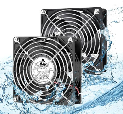 GDSTIME Lot de 2 ventilateurs de refroidissement IP68 12 V 120 mm x 38 mm 3000 tr/min haute vitesse pour ordinateur