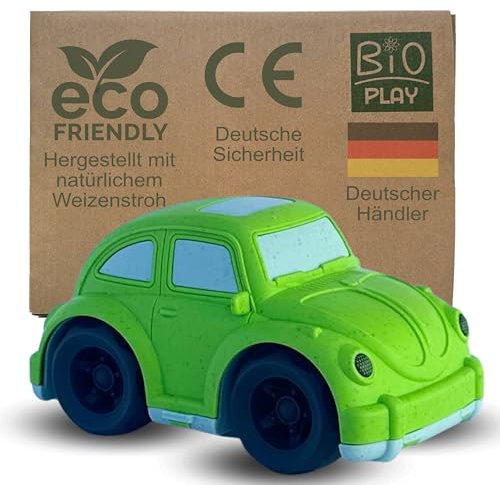 BIOPLAY® Spielzeugauto Käfer-Style grün | Bio Kunststoff | Nachhaltiges Spielzeug ab 18 Monate für Jungen und Mädchen | Indoor und Outdoor