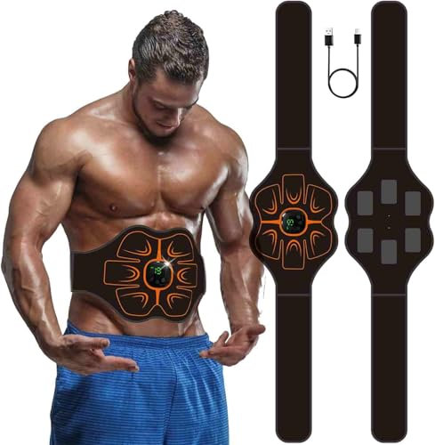 COODAY EMS Trainingsgerät, Bauchmuskeltrainer, USB Wiederaufladbar, LCD Display, Herren Damen,Tragbarer Muskelstimulator, 8 Modi & 19 Intensitäten, Bauchtrainer Trainings Gang