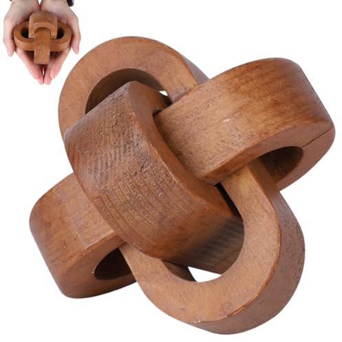 Holzknoten Dekor 3,7 Zoll 3-Link Modern Modern Boho Holzkette Verknüpfung Dekor Dekorative Holzkette Knotendekor für Couchtisch Eingangszimmer Wohnzimmer Schlafzimmer Bauernhaus Regal Dekor Walnuss F