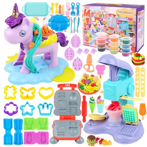 TNOMSNO Plastilina Juguetes, 59 Piezas Juego de Plastilina con 12 Cajas Plastilina, Accesorios Cocina Creaciones Juego Set Plastilina Herramientas de Modelado para 3 4 5 6 7 8 9 10años