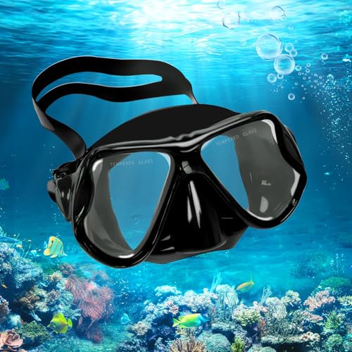 Gafas Buceo Adulto, Gafas Snorkel 180° Panorámica HD Vista, Gafas de Buceo Dry Antivaho, Mascara Snorkel Cristal Templado Anti-Fugas, Profesional Mascara Buceo para Hombres Mujeres