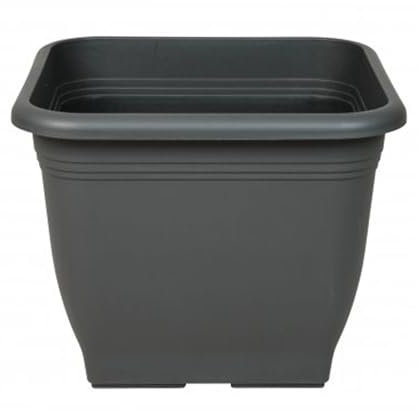 ReWu Pflanzkübel Pflanztopf Blumentopf Blumenkübel Kunststoff UV-Beständig Wetterfest Bodenlöcher Made in EU Eckig - Anthrazit 23 x 23 cm