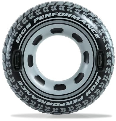 Flotador Inflable para Piscina Anillo de Goma para Adultos,Anillo de Natación Inflable Flotante Juguetes con Rueda Neumático Negros 114 cm,Deportes Juego Playa Piscina Fiesta al Aire Libre Adultos