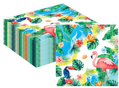 MORAINJAY 40 Stück Hawaii Servietten, 33x33cm Papierservietten Tropischem, Sommerparty Kindergeburtstag Tischdeko Jungen Mädchen