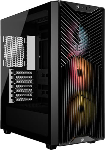 CORSAIR 3200D RS ARGB Mid-Tower ATX PC-Gehäuse – Schwarz | 3x RS120 ARGB PWM-Lüfter Enthalten, GPU-Anti-Sag-Stabilisierungsarm, ASUS BTF, MSI Project Zero, Gigabyte Project Stealth