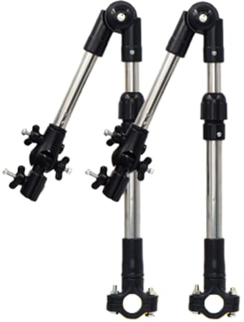 NiuLumea 180 verstellbare Schirmhalterung für Fahrrad, Rollstuhl, Kinderwagen, Roller, Roller, 0,8–2 cm Lochdurchmesser, 60 cm Teleskop für Edelstahlhalterung mit 360 + 180 Grad Drehung, Schwarz