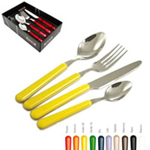 EME Posate vetrina verde brio 18/10, 24 pezzi, Acciaio inossidabile, Casual, Lavabile in lavastoviglie